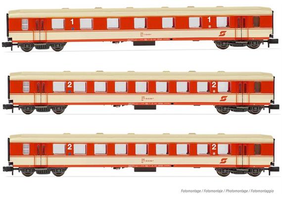 Arnold HN4304 Schlierenwagen-Set 3-tlg Jaffa-Lackierung ÖBB, Spur N