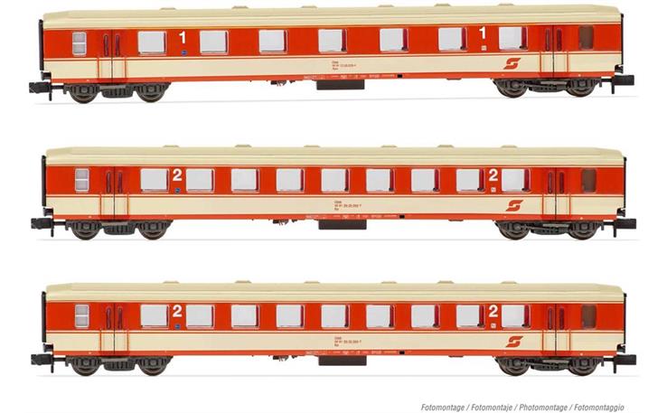 Arnold HN4304 Schlierenwagen-Set 3-tlg Jaffa-Lackierung ÖBB, Spur N