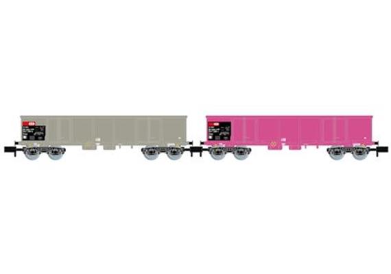 Arnold HN6426 Hochbordwagen Set 2-tlg Eoas grau und pink mit Schrott, Spur N