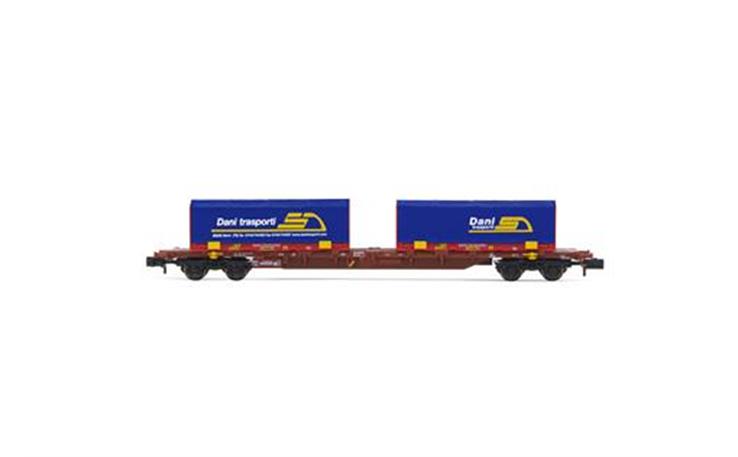 Arnold HN6486 Containerwagen Sgnss mit 2x22 Dani Trasporti FS, Spur N