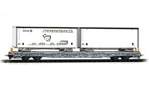 Bemo 2291169 RhB R-w 8379 ACTS-Tragwagen mit Schiebeplanen-Wechselbehälter