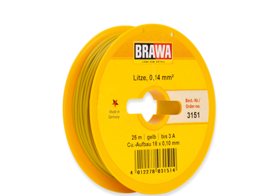 Brawa 3151 Schaltlitze 0,14mm², 25 m gelb