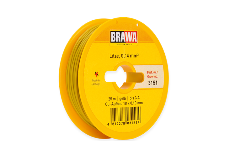 Brawa 3151 Schaltlitze 0,14mm², 25 m gelb