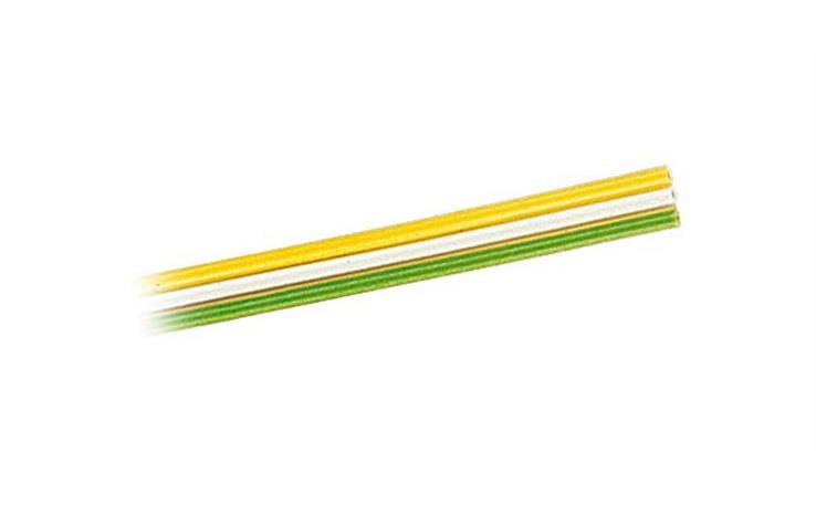 Brawa 32395 Flachbandlitze, 0,14 mm² 25 m-Spule gelb/weiss/grün, dreiadrig