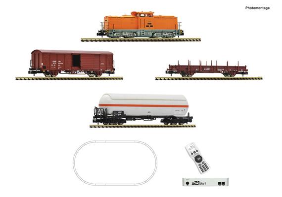 Fleischmann 5170001 z21 start Digitalset: Diesellok BR 111 mit Güterzug DR, Spur N Digital