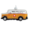 Glas Ornament Postauto mit CH-Kreuz, 10.5 x 3.5cm