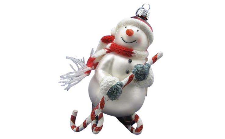 Glas Ornament Schneemann mit Schlitten