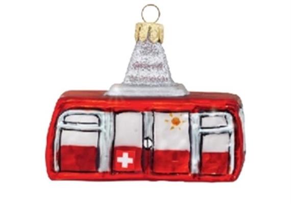 Glas Ornament Schweizer Luftseilbahn, 7.5 x 5.5cm