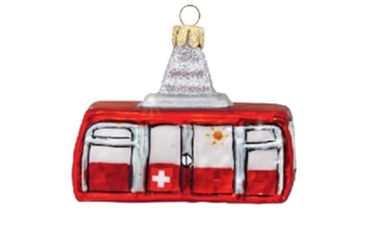 Glas Ornament Schweizer Luftseilbahn, 7.5 x 5.5cm