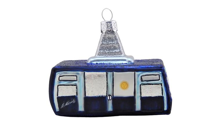 Glas Ornament Schweizer Luftseilbahn St. Moritz - 7.5 x 5.5cm