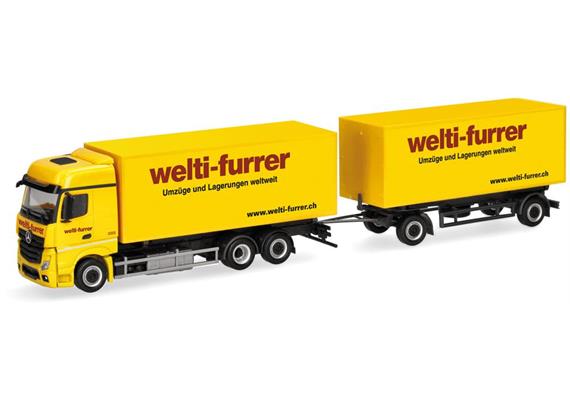 Herpa 319355 Mercedes-Benz Actros Bigspace Wechselkoffer-Hängerzug "Welti-Furrer" 1/87