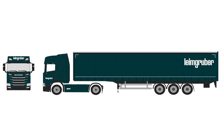 Herpa 958752 Scania CR20 HD Gardinenplanen-Sattelzug "Leimgruber" (CH) 1/87