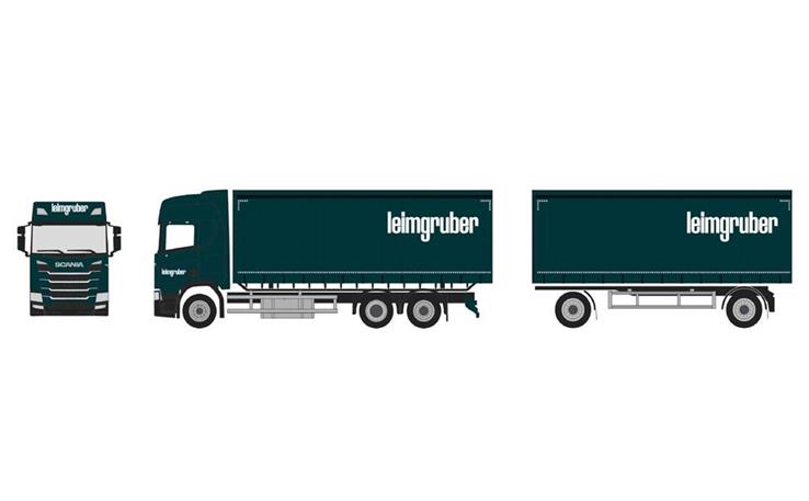 Herpa 958769 Scania CR20 HD Gardinenplanen-Hängerzug "Leimgruber" (CH) 1/87