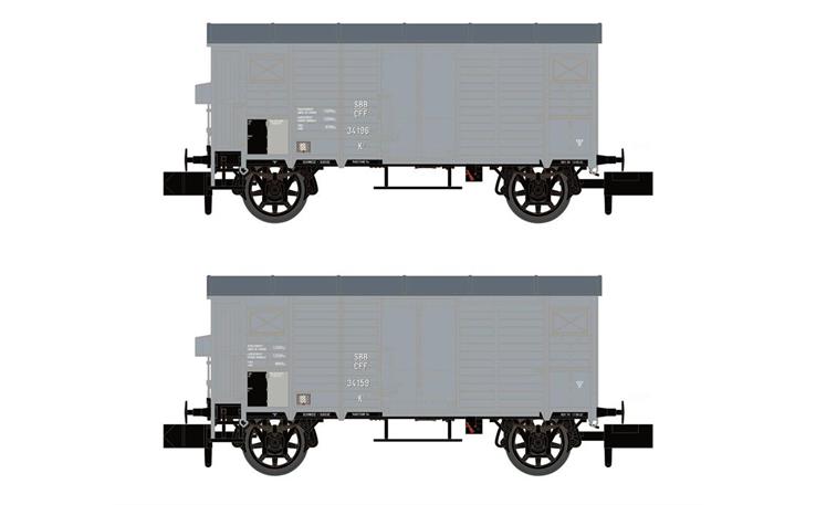 Hobbytrain H23204 Güterwagenset 2-tlg K2 grau SBB, Spur N