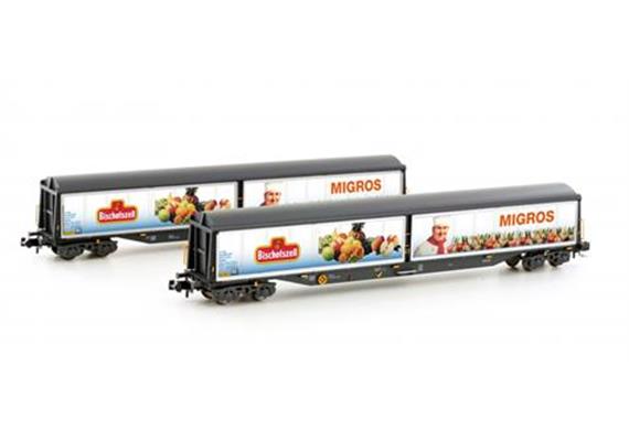 Hobbytrain H23456 Schiebewandwagen Set 2-tlg "Bischofszell - Migros" Habils SBB, Spur N