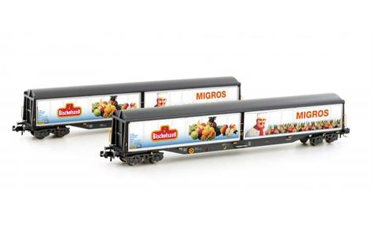 Hobbytrain H23456 Schiebewandwagen Set 2-tlg "Bischofszell - Migros" Habils SBB, Spur N