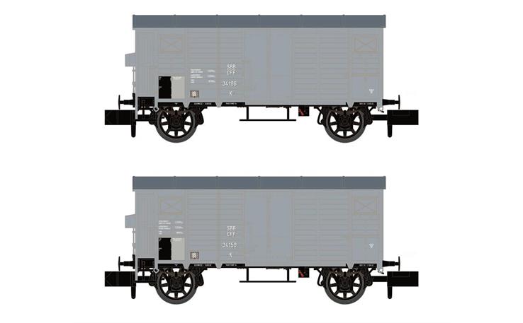 Hobbytrain H24204 Güterwagenset 2-tlg K2 grau SBB, Spur N
