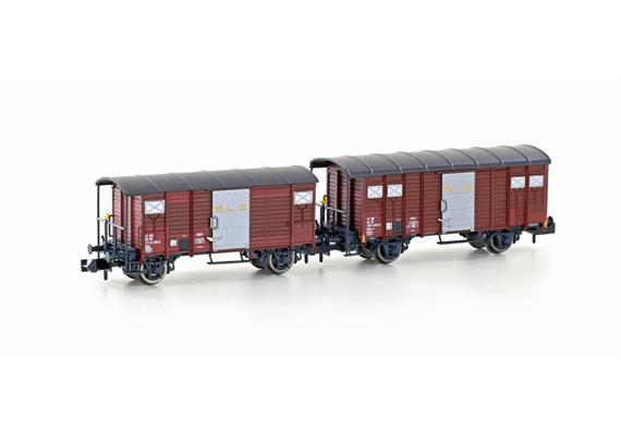 Hobbytrain H24254 Gedeckte Güterwagen-Set K2/K3 braun BLS, Spur N