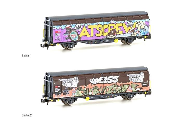Hobbytrain H24668 Schiebewandwagen Hbbillns Graffiti Atscrew SBB, Spur N