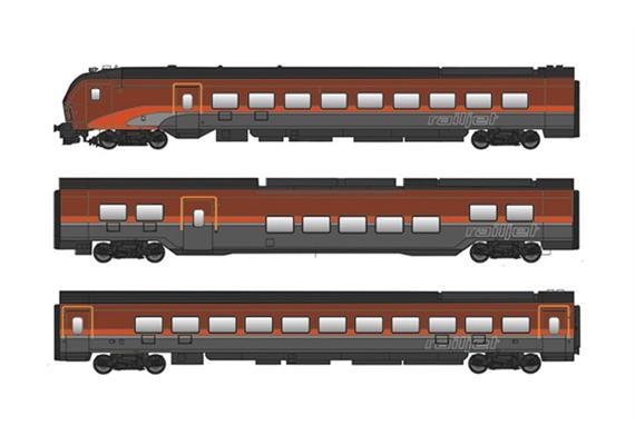 Jägerndorfer 12300 3-tlg. Railjet 2 - Garnitur "DANI" der ÖBB, H0 AC Digital