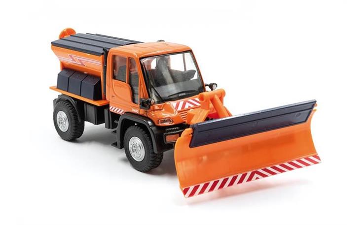 Jägerndorfer 2105 MB Unimog Schneeräumfahrzeug mit Räumschild oder Schneefräse 1/40