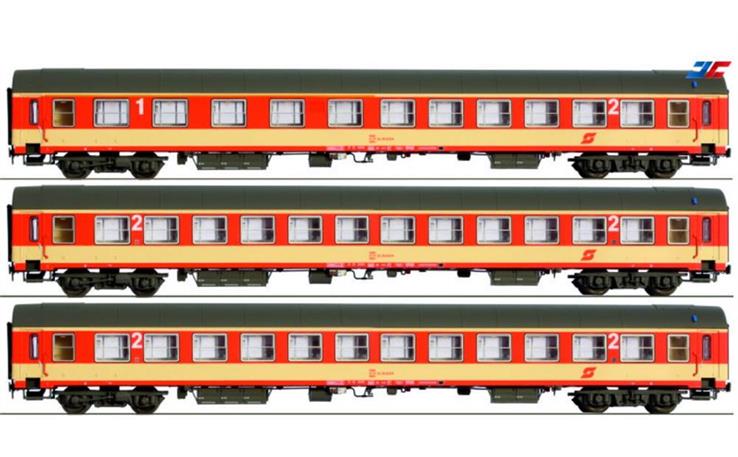 Jägerndorfer 61300 3 UIC-X Reisezugwagenset 3-tlg "Jaffa" ÖBB, Spur N