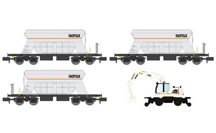 Jägerndorfer LC66306 Sersa Set Bagger mit 3 Schüttgutwagen, Spur N