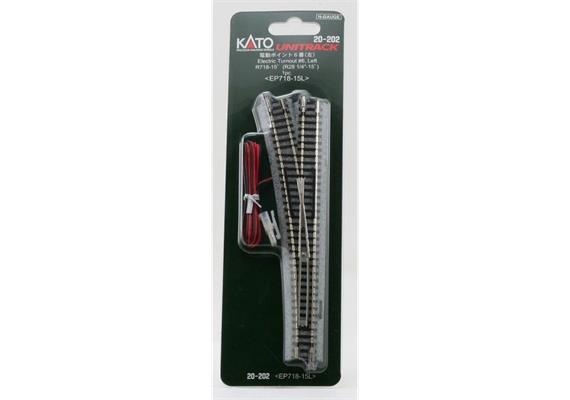 Kato 20-202 Elektrische Weiche links 15° R, 718 mm