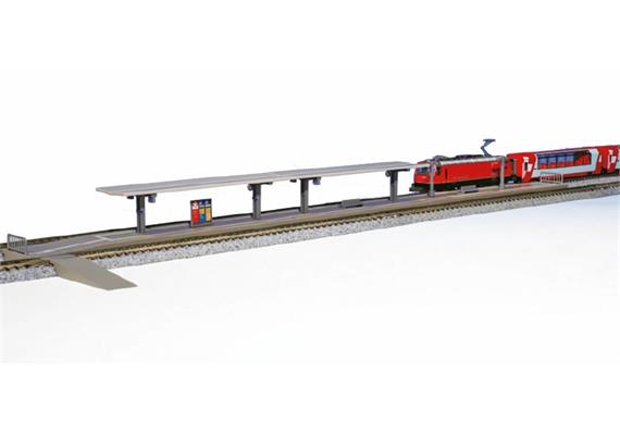 Kato 23-129 Bahnsteig für Glaxer Express mit Bahninformation der RhB, Spur N