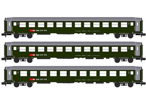 Kato 23012 Personenwagen-Set 3-tlg SBB RIC, Spur N