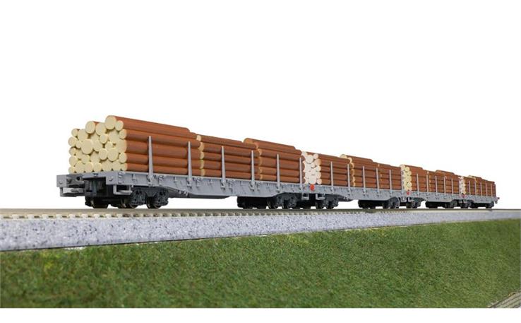 Kato 7074105 RhB Rungenwagenset R-w Holztransport 4-tlg, Spur N