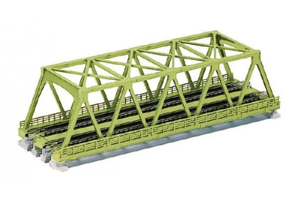 Kato 7077220 Kastenbrücke grün 2-gleisig mit Gleis, 248 mm, Spur N