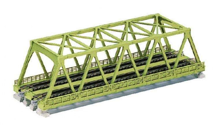 Kato 7077220 Kastenbrücke grün 2-gleisig mit Gleis, 248 mm, Spur N