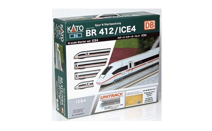 Kato10-008A Starter-Set ICE 4 4-tlg DB AG mit Trafo und Schienen, Spur N