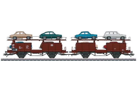 Märklin 046129 Autotransportwagen-Paar Laaes mit VW Autos beladen DB, H0