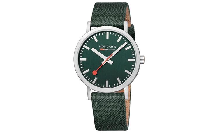 MONDAINE, Classic 40mm, Edelstahl, Waldgrüne Uhr