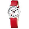 MONDAINE Simply Elegant 36 mm, rote Lederarmbanduhr