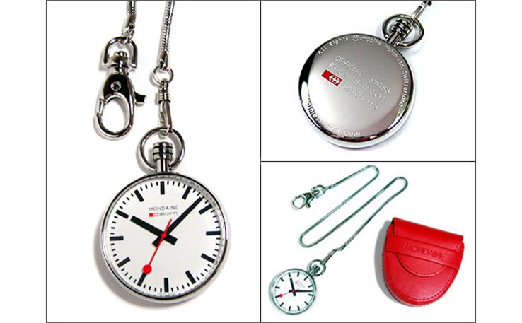 MONDAINE, Taschenuhr weiss mit Etui