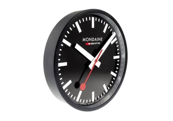 MONDAINE, Wall Clock 25cm, Original Bahnhofswanduhr, schwarz