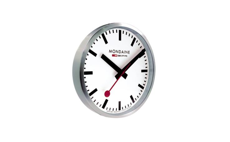 MONDAINE, Wall Clock 25cm, Original Bahnhofswanduhr, weiss