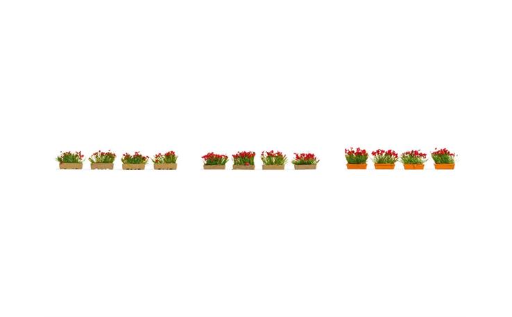 Noch 14010 Blumenkästen blühend rot