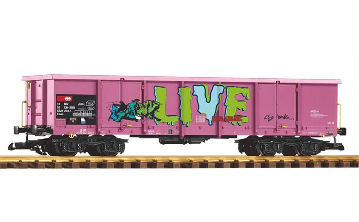 PIKO 37013 Güterwagen Eaos Pink mit Graffiti SBB, Spur G