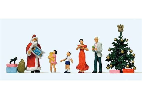 Preiser 10652 Frohe Weihnachten, Set mit 5 Figuren und Zubehör