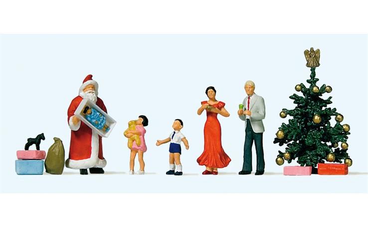 Preiser 10652 Frohe Weihnachten, Set mit 5 Figuren und Zubehör