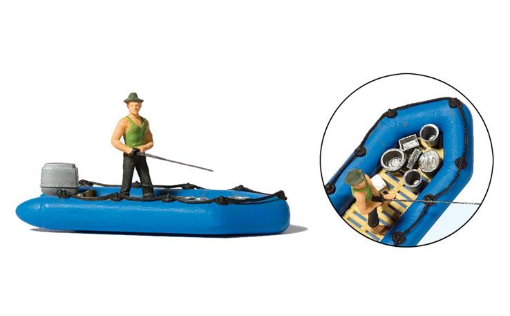 Preiser 10687 Angler im Schlauchboot