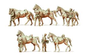 Preiser 16607 Kavalleristen, stehend, mit Pferden, 1939-45, unbemalt.