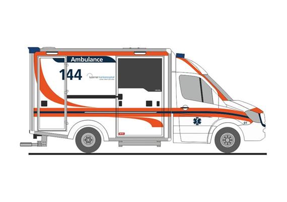 Rietze 76105 WAS Design-RTW 18 Ambulance Kantonsspital Luzern (CH) 1/87