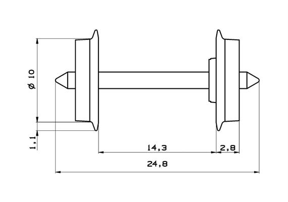 Roco 40177 DC Radsatz 10mm, 2 Stk.