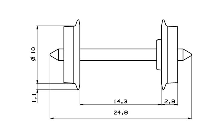 Roco 40177 DC Radsatz 10mm, 2 Stk.