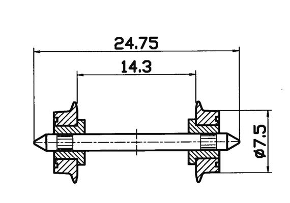 Roco 40189 Radsatz 7,5mm beidseitig isoliert, H0 DC